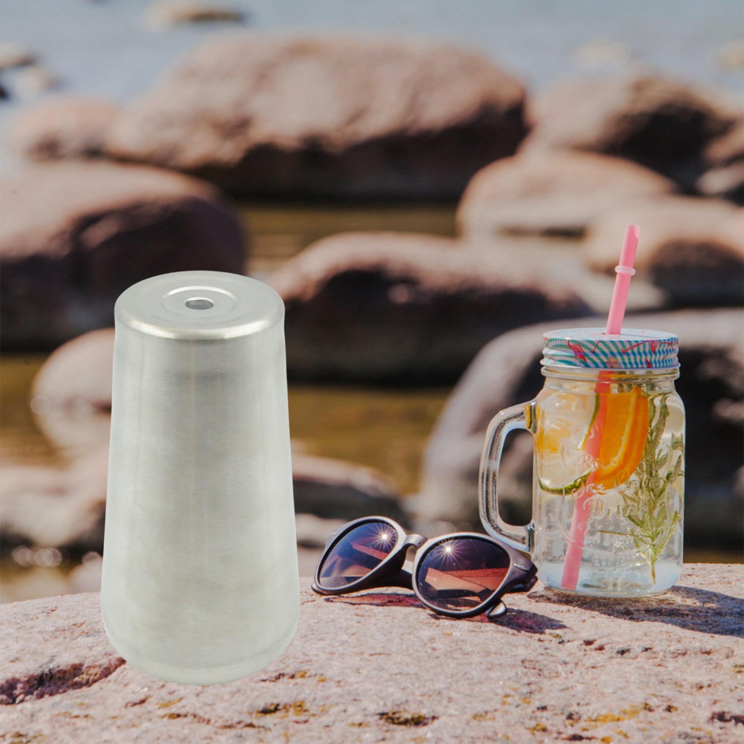 Wukusy stainless steel vacuum insulated travel mug with plain design, reusable water glass for hot or cold drinks, outdoor or home use