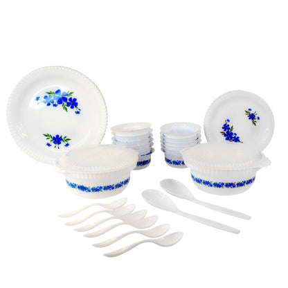 Elegant 36-piece Wukusy premium dinner set with plates, bowls, and cups arranged on a table for serving meals.