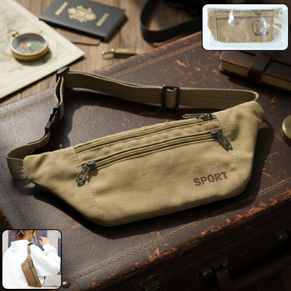 Wukusy multipurpose canvas waist pouch sling bag with adjustable strap and multiple compartments for everyday use