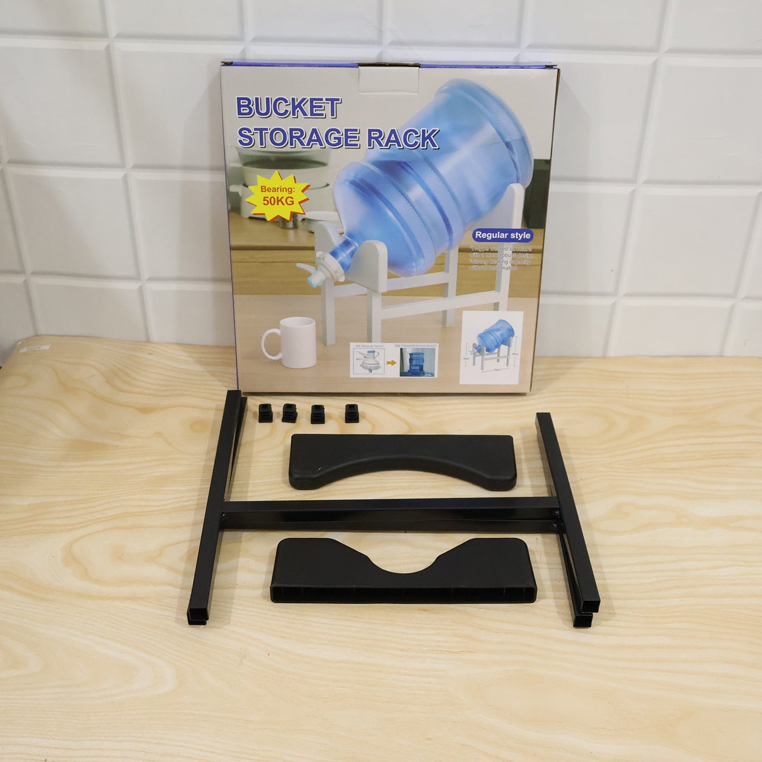 Heavy-duty Wukusy metal water can bottle dispenser stand for 20-liter bottles, designed to securely hold and support water bottles.
