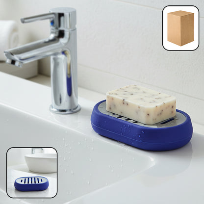 Wukusy plastic soap holder tray with drain slots, designed to keep soap dry and organized in the bathroom.