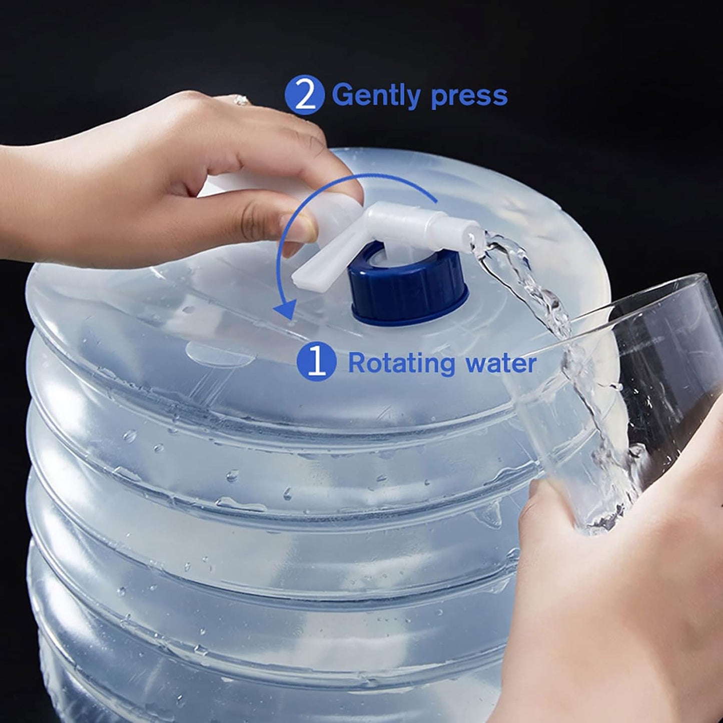 Wukusy outdoor camping collapsible water container with carry handle and tap valve, food-grade, large capacity for outdoor use