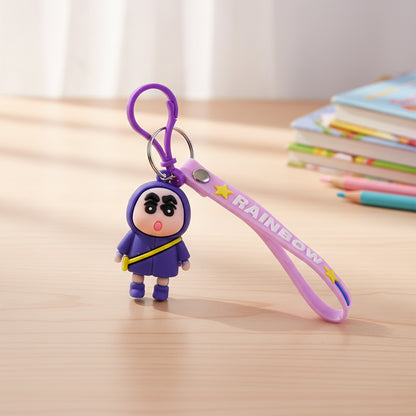 Cute cartoon character silicone keychain by Wukusy, featuring a colorful and playful design on a durable keyring.