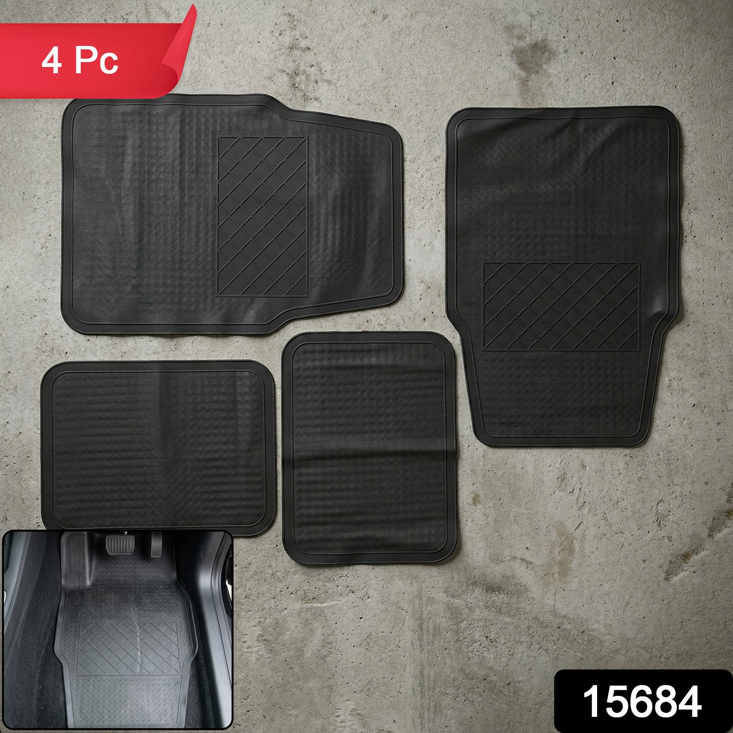 Wukusy heavy duty anti-slip rubber car foot mat set with four black textured mats for vehicle floor protection.