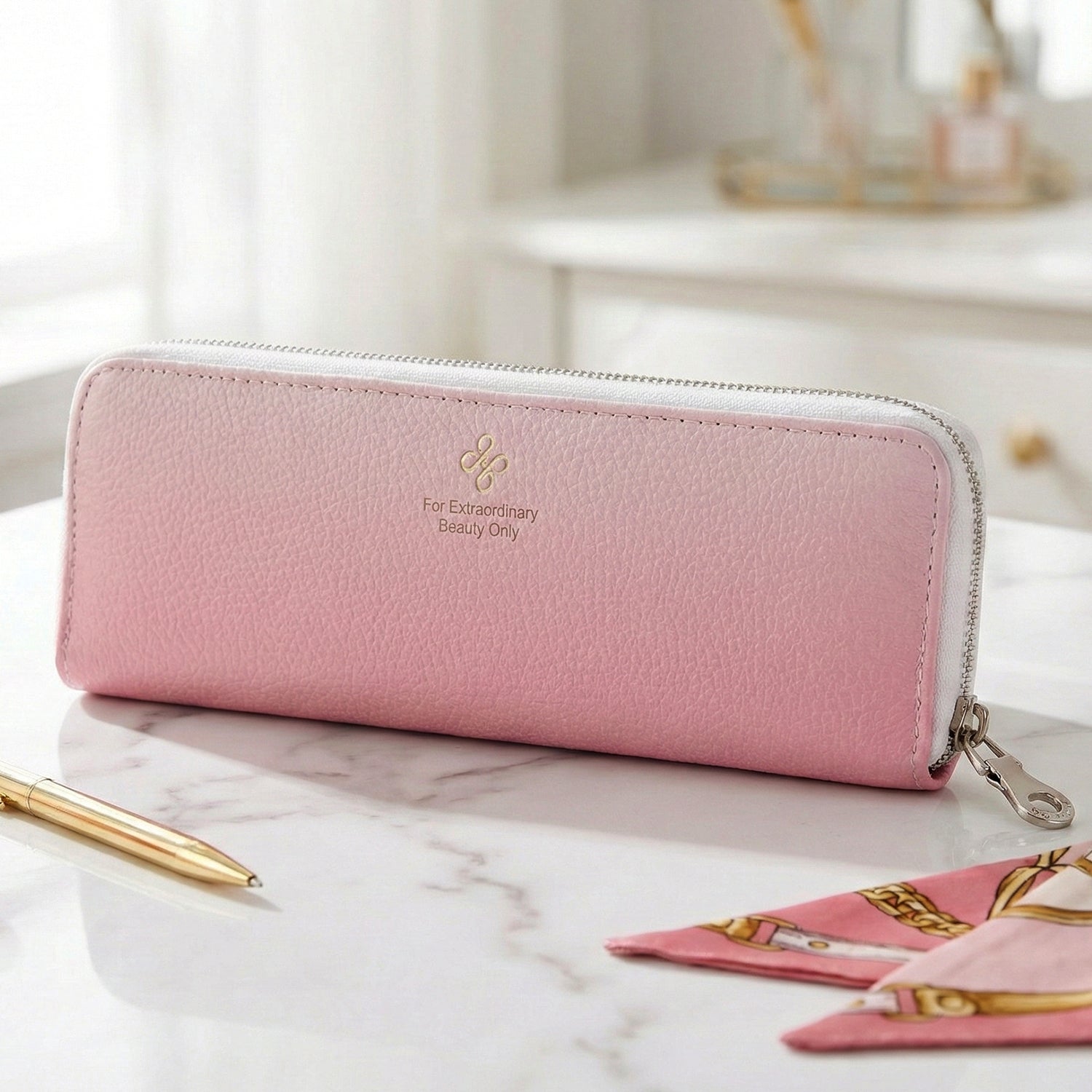 Wukusy premium makeup brush storage pouch with zip closure, compact and portable for organizing makeup brushes.