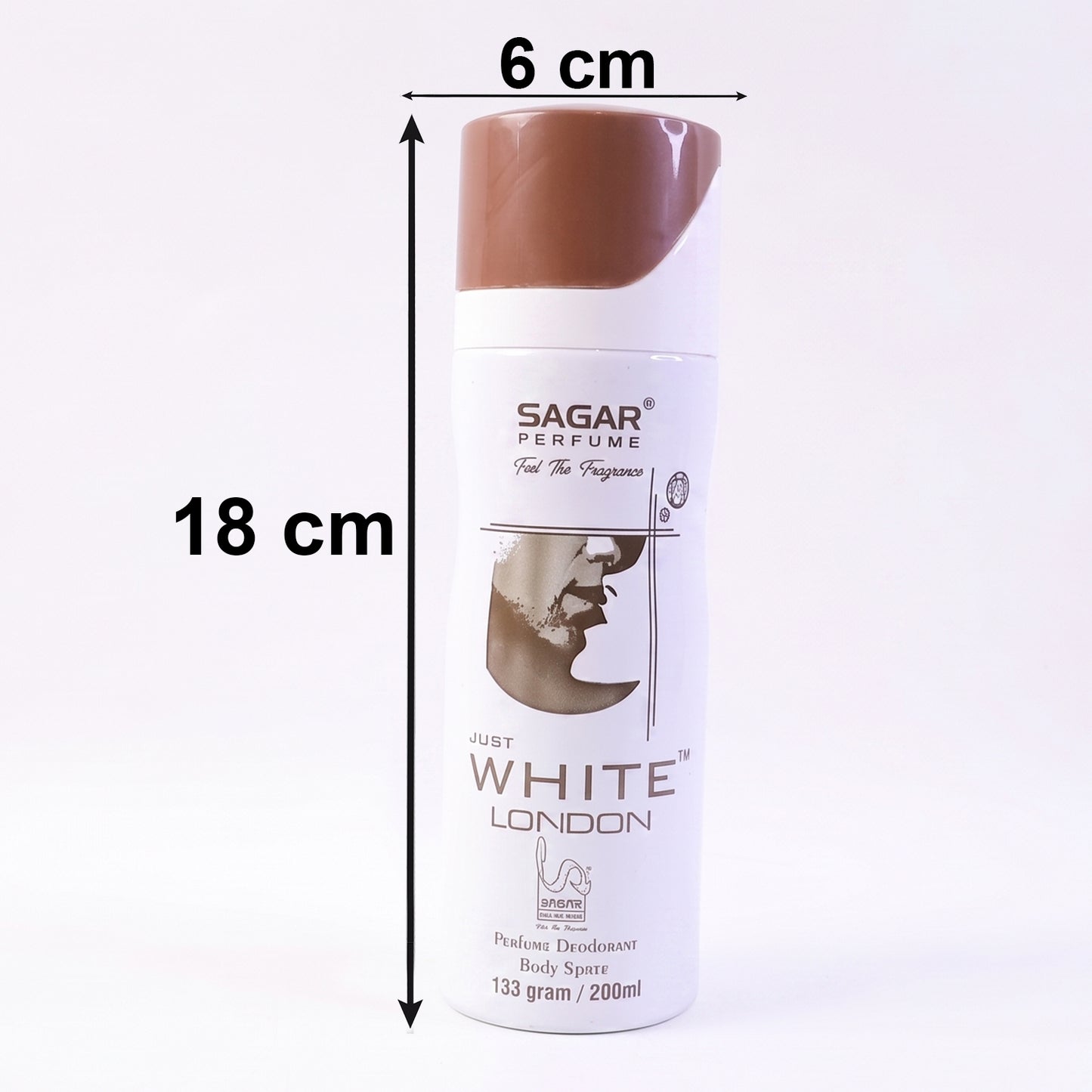 Wukusy Sagar Just White London perfume body spray deodorant for men, 200ml bottle, with clean white design and masculine scent.