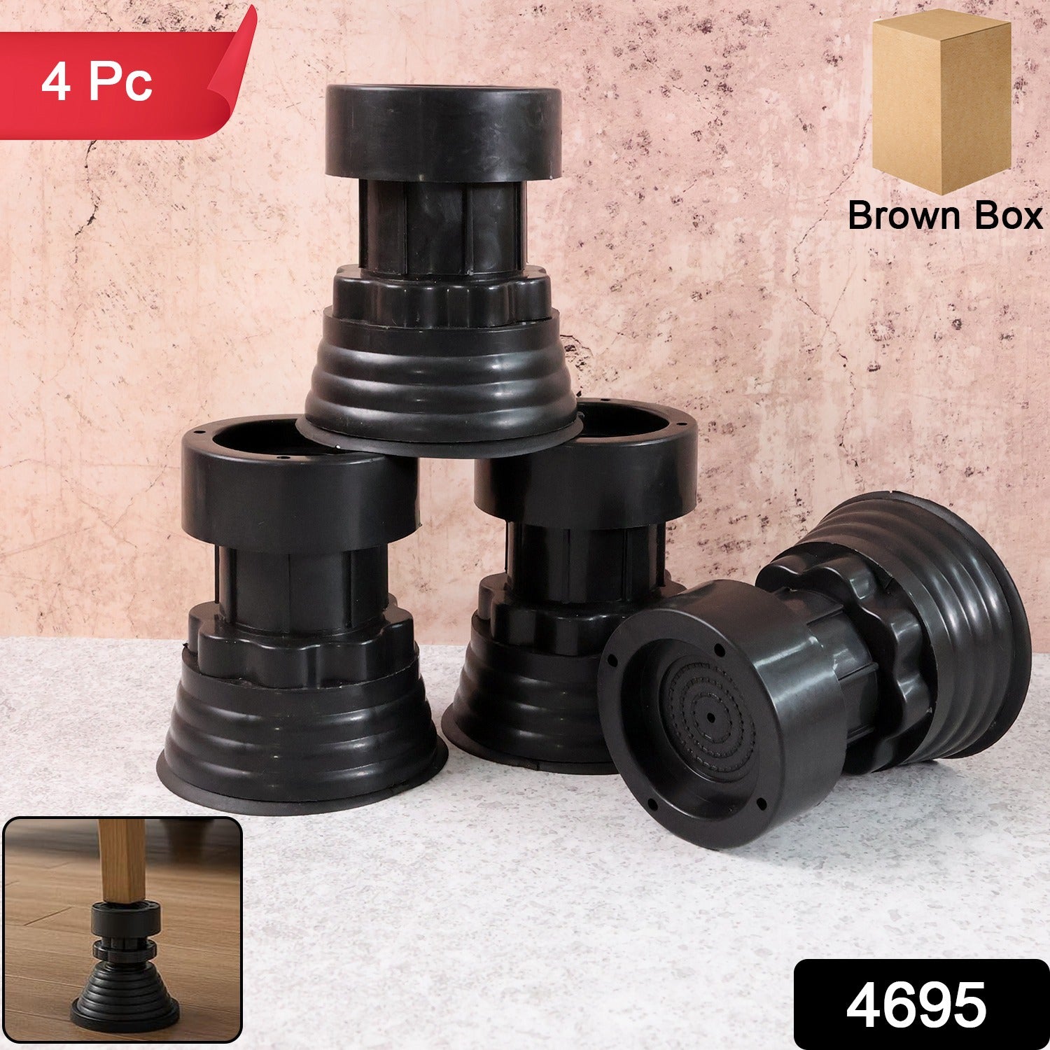 Set of four Wukusy heavy-duty adjustable furniture stands for washing machines, providing stable support and height adjustment.