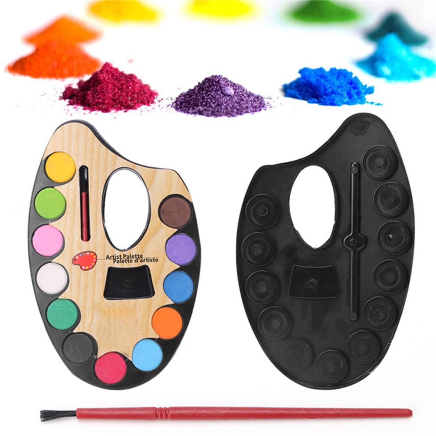 Wukusy 4653 non-toxic watercolor set for kids, includes colorful paint pans and brushes for sketching and painting toys.