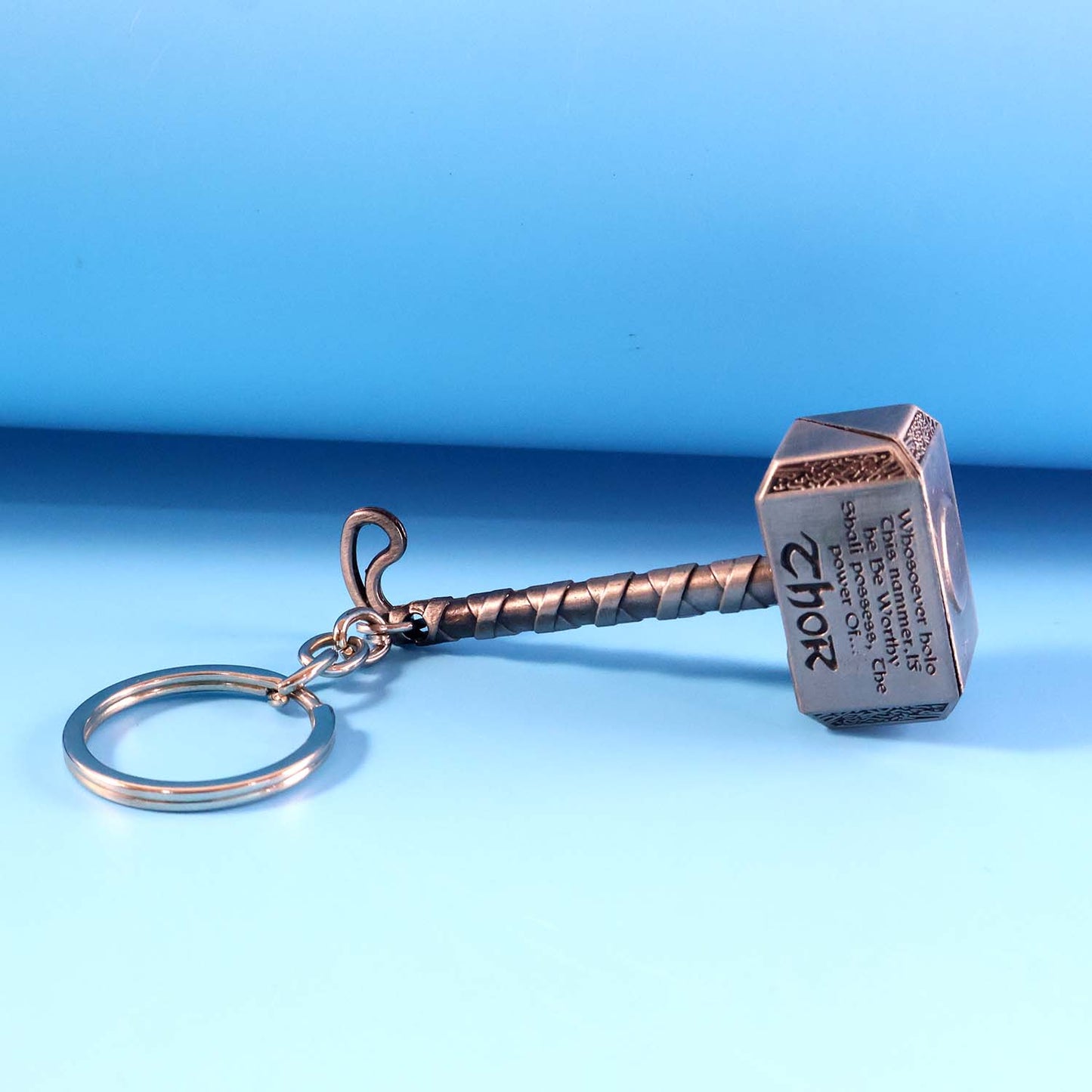 Wukusy metal hammer-shaped keychain with a detailed hammer design, perfect for key organization and accessories.