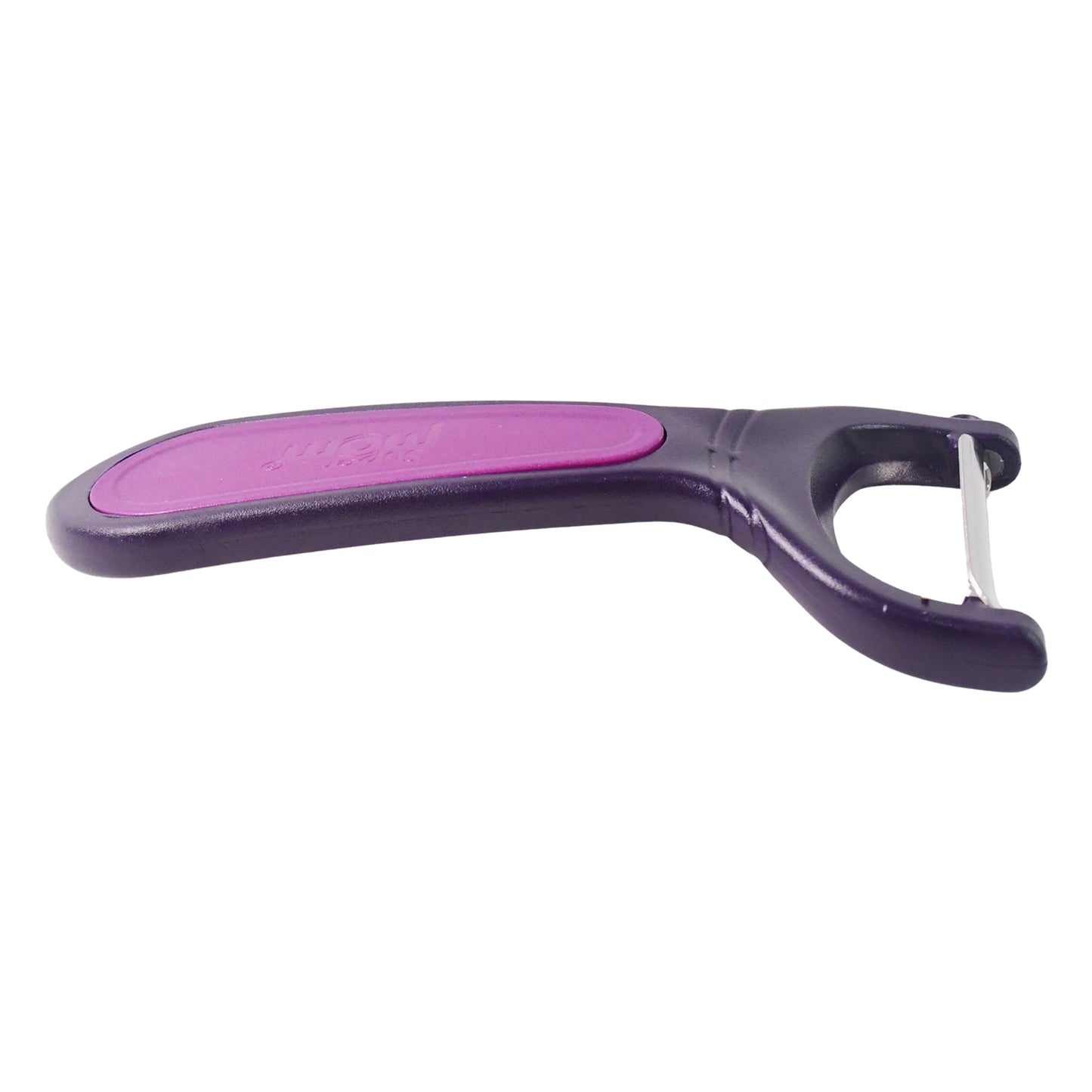 Wukusy Supermom dual tone peeler with ultra-sharp stainless steel blade for kitchen peeling tasks, shown with the peeler in hand.