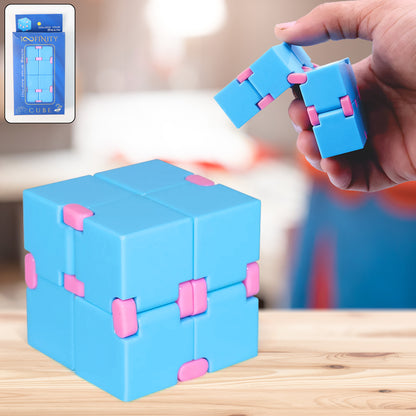 Wukusy infinity cube fidget toy for stress relief, handheld puzzle toy for kids and adults, black and silver design
