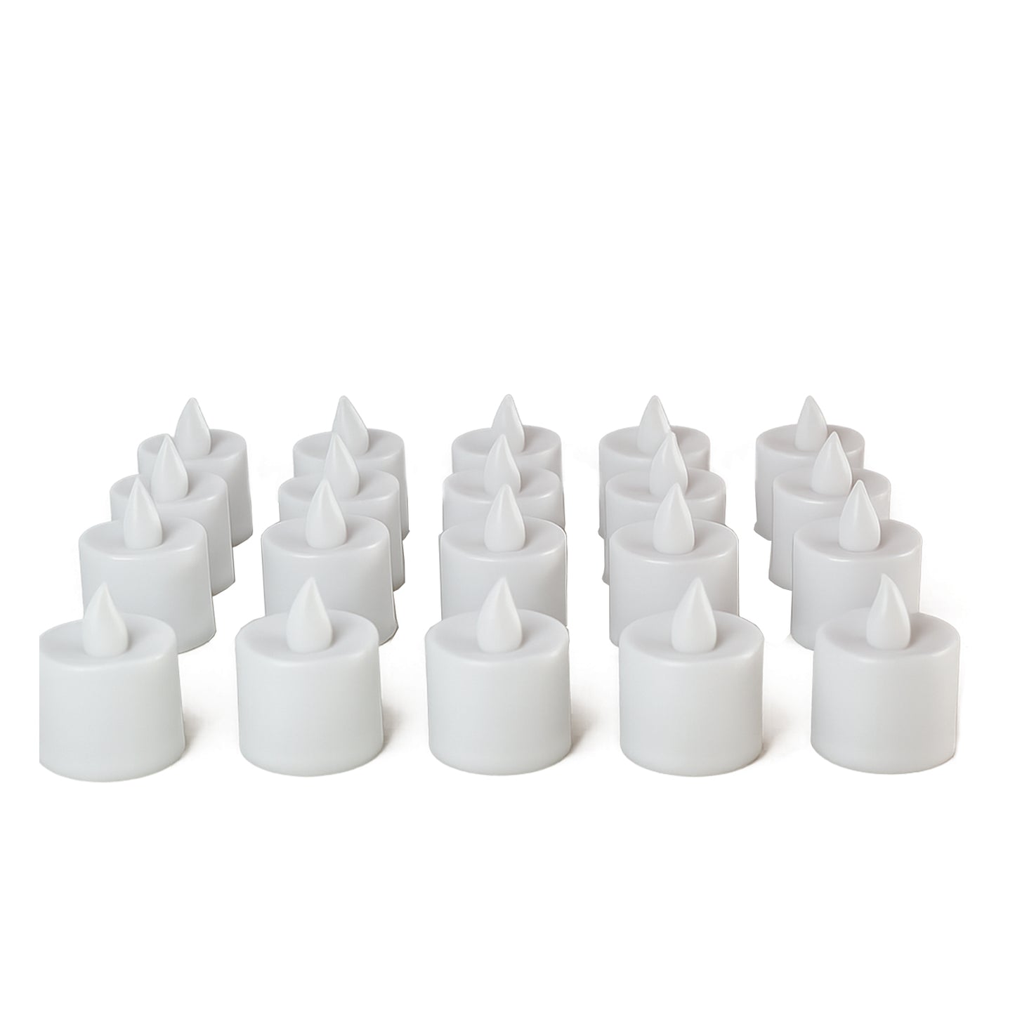 Set of 24 blue LED tea light candles from Wukusy with realistic flickering glow, ideal for decorative and ambient lighting.
