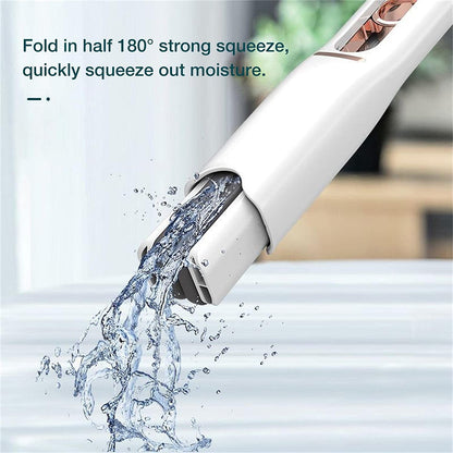 Wukusy portable self-squeeze short mop with cotton head and sponge, ideal for bathroom, kitchen, and table cleaning.
