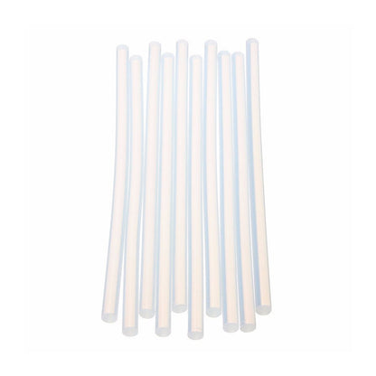 Set of 10 transparent hot melt glue sticks by Wukusy, ideal for crafts, DIY projects, and bonding various materials.
