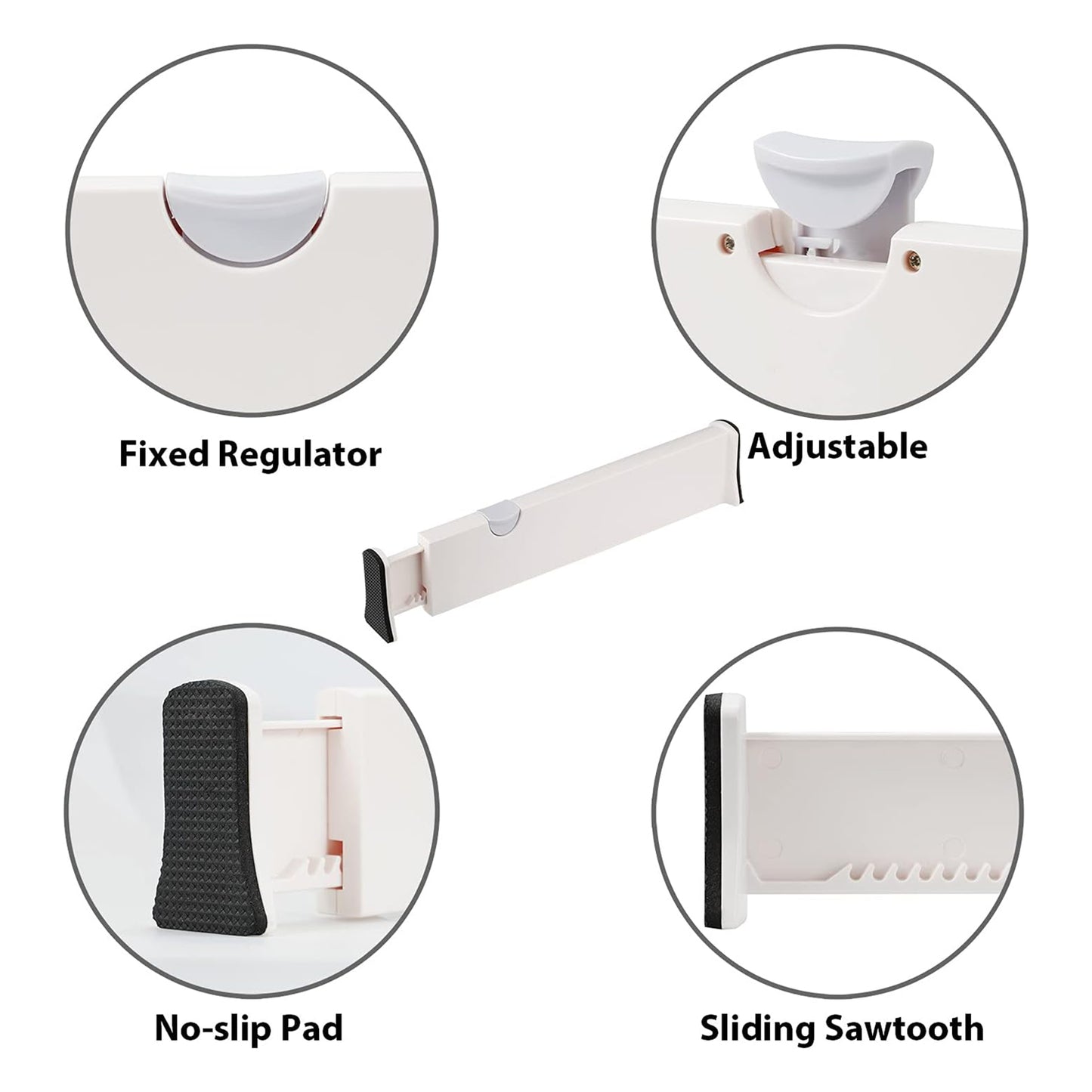 Wukusy expandable drawer divider in a home office drawer, made of durable plastic, organizing utensils and office supplies effectively.