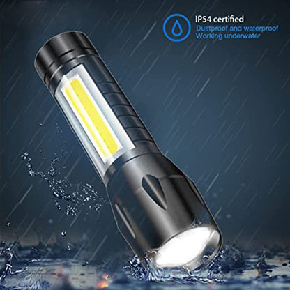 Wukusy 7528 Mini Search rechargeable LED flashlight with long-range beam, ideal for emergency and home improvement use.