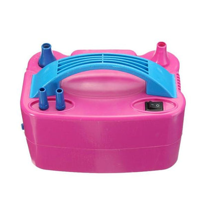 Wukusy 1599 portable electric balloon blower pump with dual nozzles, compact power inflator for balloons and crafts.