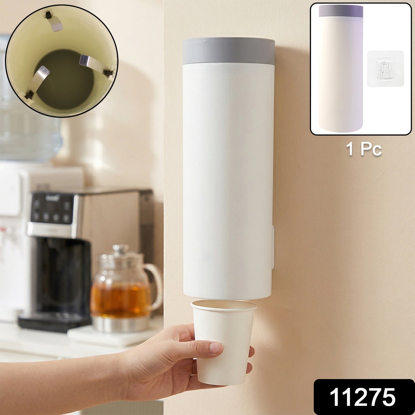Wall-mounted disposable paper cup holder storage dispenser box by Wukusy, designed to organize paper cups efficiently.