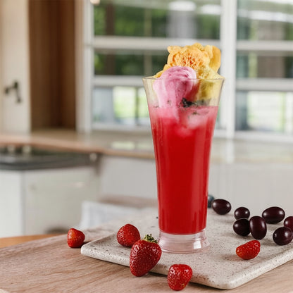 Six Wukusy Supermom Plastic Faluda Matt Glasses, 300ml each, arranged for serving in a set of six.