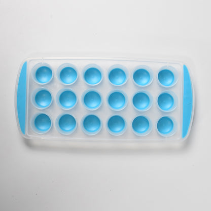 Wukusy 5353 smart push pop out round silicone ice cube tray with flexible bottom for making mini ice cubes and chocolate molds.