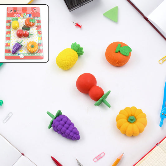 Colorful 3D mix design fancy eraser set by Wukusy featuring creative, cute mini erasers in various shapes for children and office use.