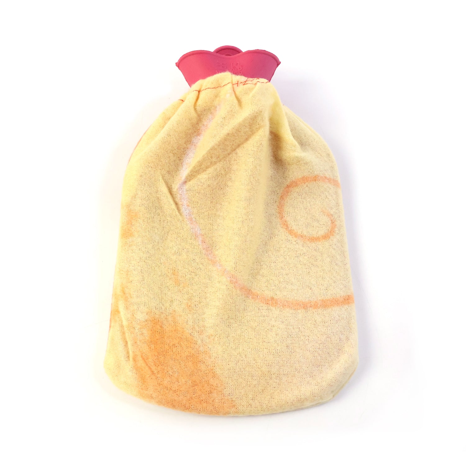 Wukusy reusable hot water bag with soft fabric cover, shown filled and ready for use, designed for soothing warmth and comfort.