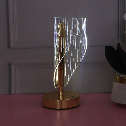 Modern crystal LED table lamp by Wukusy, stylish home decor with a sleek design and illuminated crystal accents.