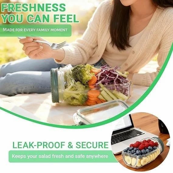 Portable Salad Jar Lunch Container