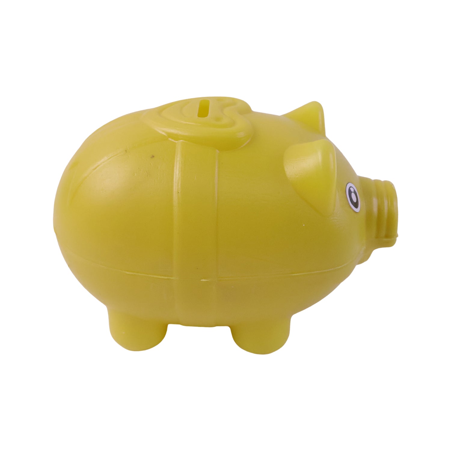 Wukusy small piggy money bank coin saving box in pink plastic with coin slot and cheerful pig face design