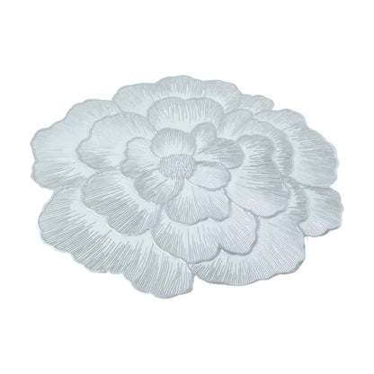 Round floral design PVC table mat by Wukusy, 36x36 cm, showcasing colorful floral patterns on a durable surface.