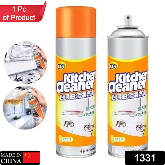 Wukusy 1331 multipurpose bubble foam kitchen cleaner spray with 500ml bottle, removing grease and stains from various surfaces.