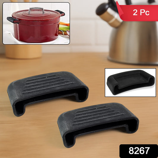 Pair of Wukusy silicone rubber pot handle sleeve covers for kitchen pots, heat-resistant and easy to grip.