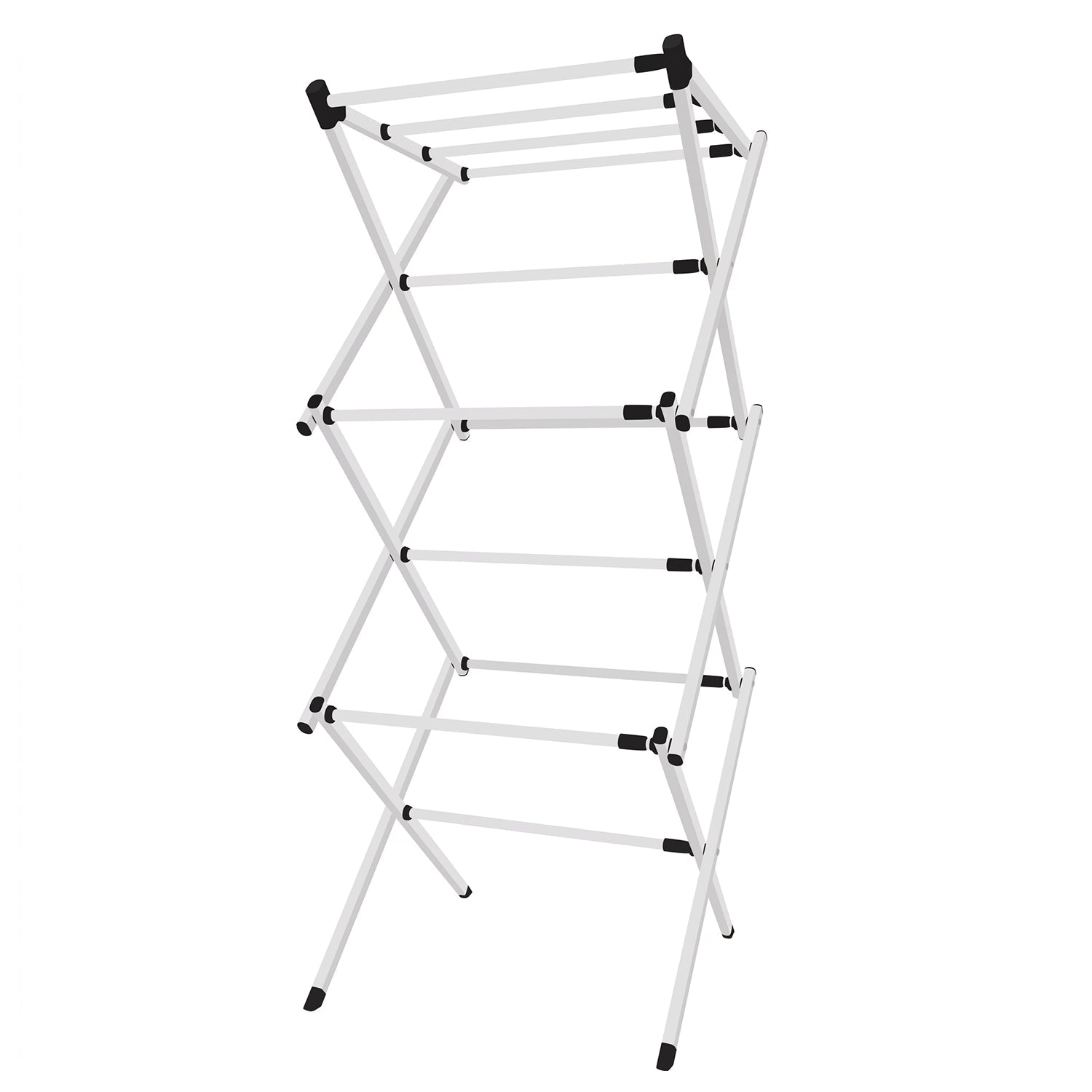 Wukusy metal foldable clothes drying rack with three tiers, portable laundry stand for indoor and outdoor drying.