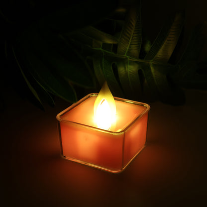 Set of six Wukusy LED flameless decorative tealight candles for home decor, with realistic flickering warm light.