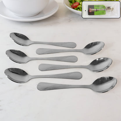 Set of six Wukusy Supermom Diamond stainless steel dining spoons for home and kitchen use, featuring a sleek, polished design.