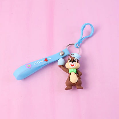 Cute cartoon squirrel keychain from Wukusy featuring a detailed, colorful squirrel charm on a keyring.