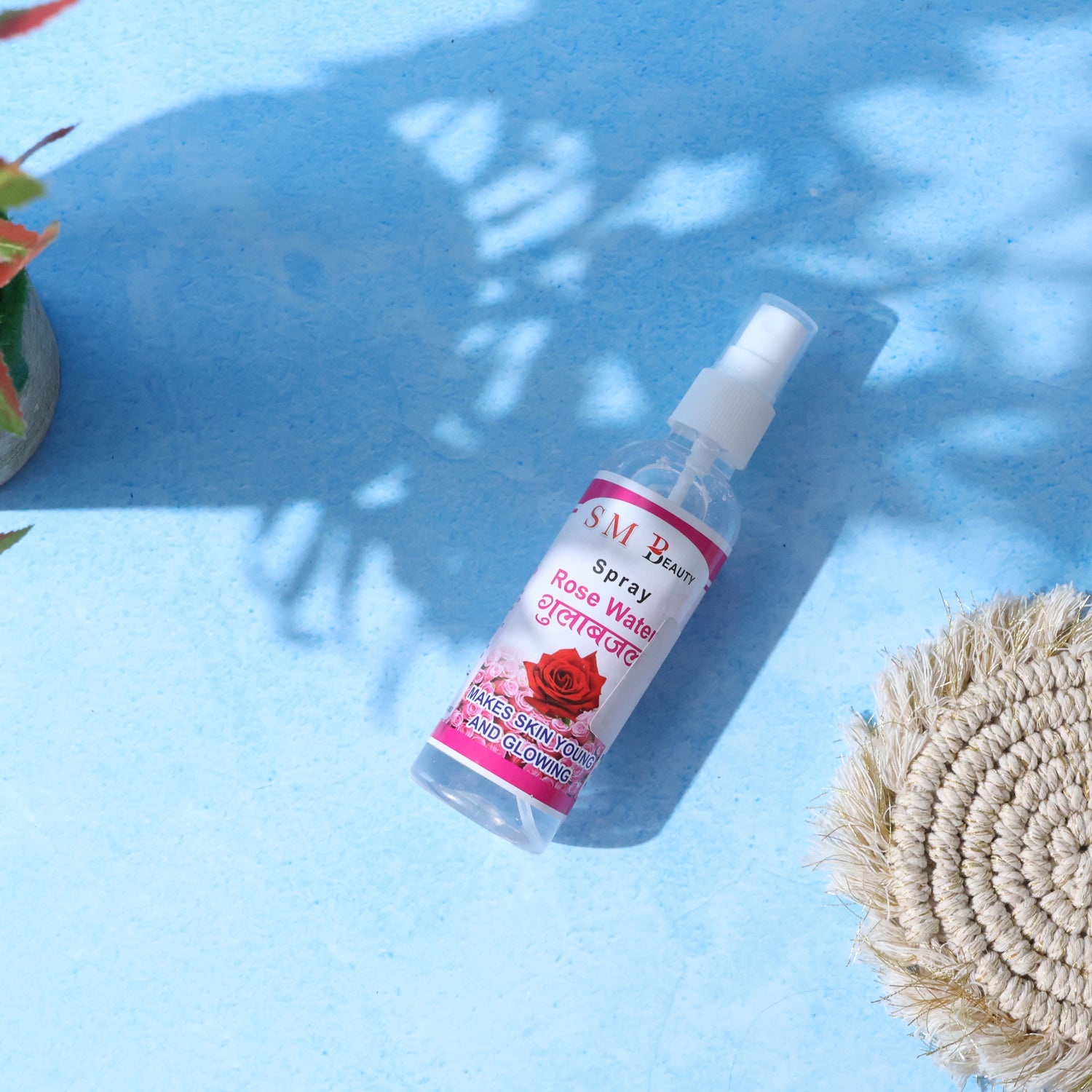 Wukusy rose water spray for face, 100ml, in a clear spray bottle, used for skin hydration and refreshing facial skin.