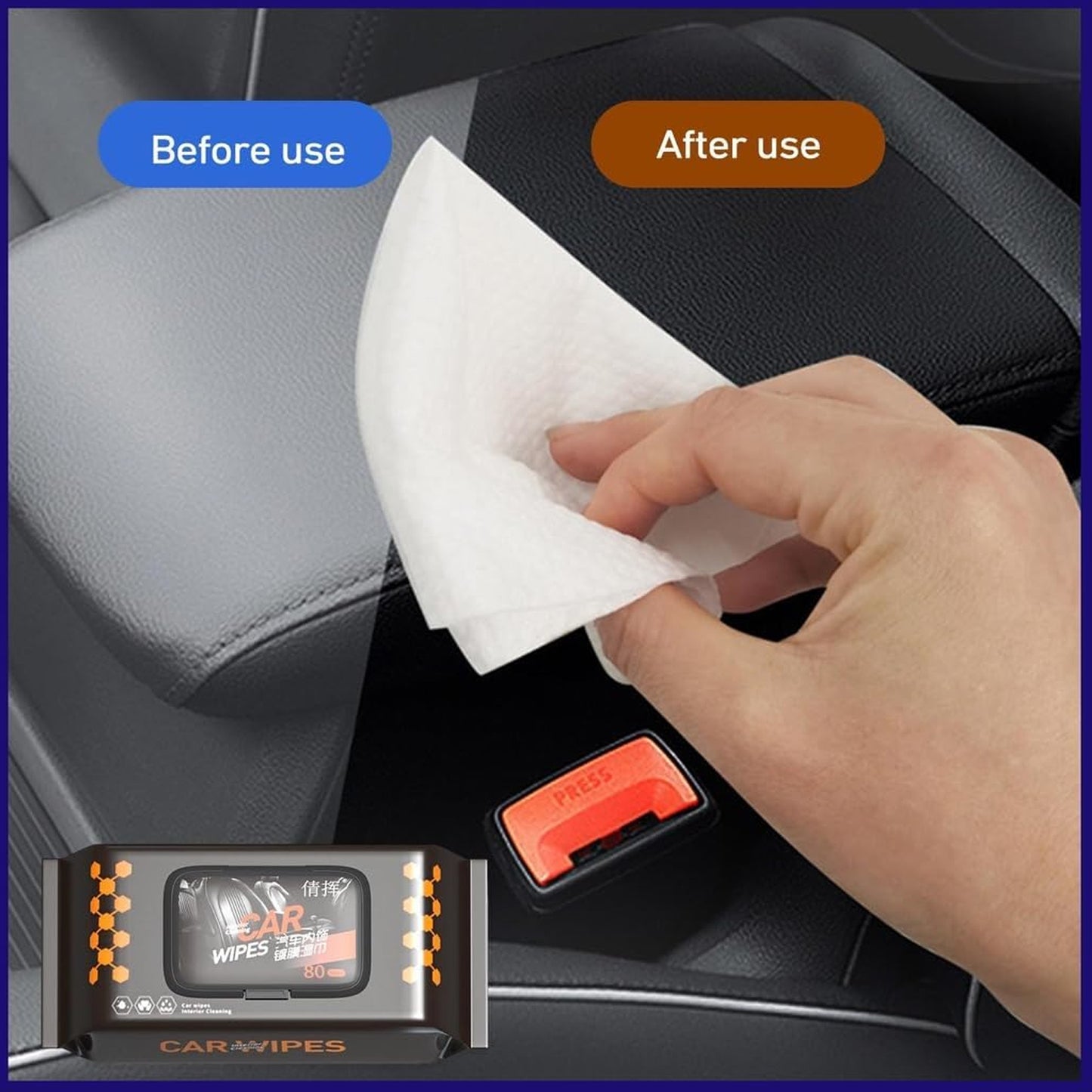Wukusy car dashboard scratch remover tissues set with 80 soft wipes for cleaning and restoring vehicle interior surfaces.