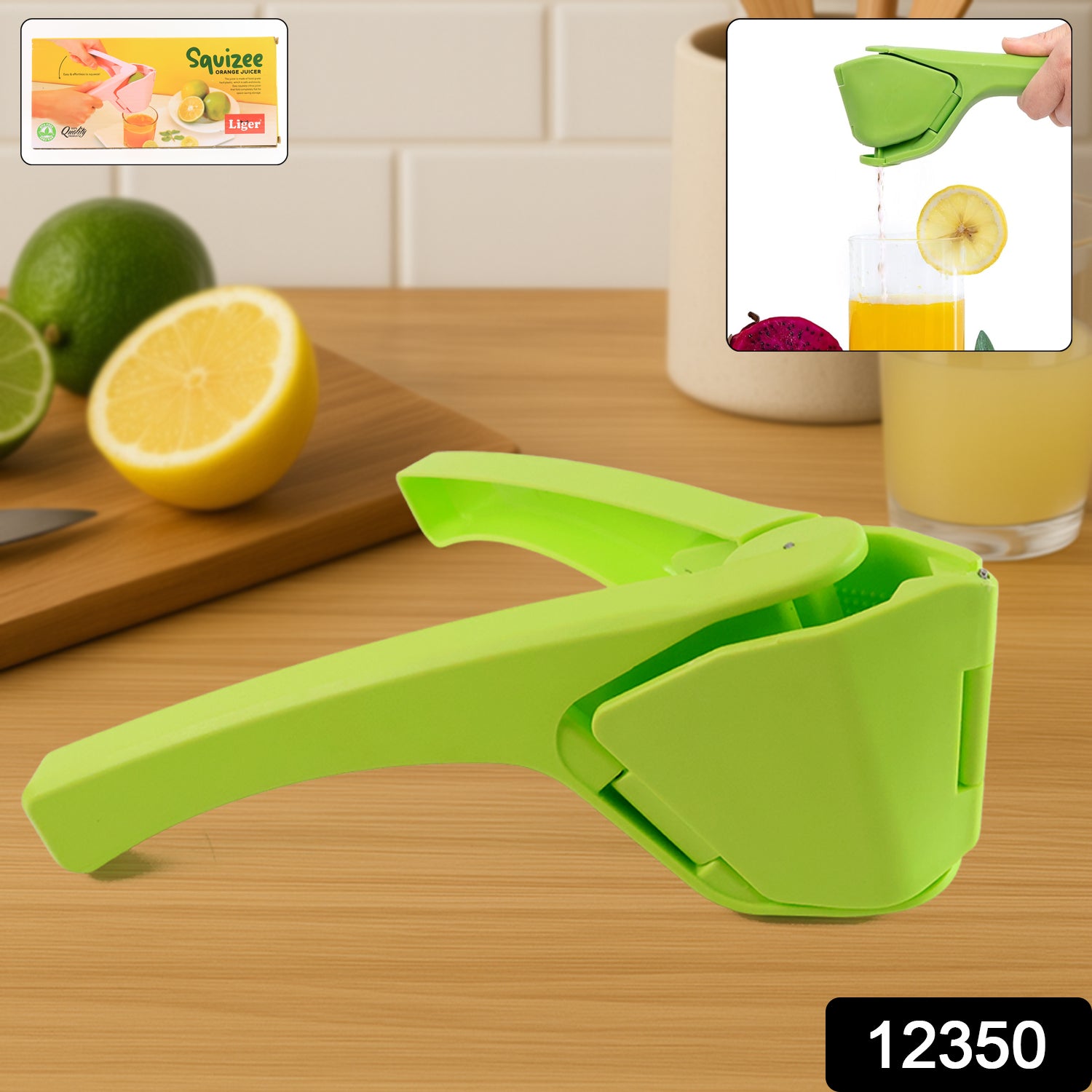 Wukusy Liger plastic handheld lemon and orange squeezer for fresh juice extraction in home kitchen use.
