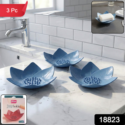 Wukusy Supermom 3-piece Lotus Blossom Design Soap Holder Set with ceramic holders featuring delicate lotus blossom patterns.