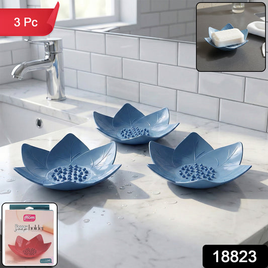 Wukusy Supermom 3-piece Lotus Blossom Design Soap Holder Set with ceramic holders featuring delicate lotus blossom patterns.