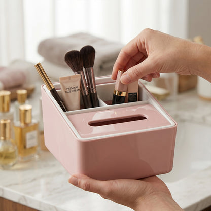 Wukusy plastic multipurpose storage organizer box with compartments for organizing small items and supplies.