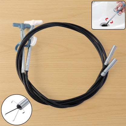 Wukusy flexible spring drain cleaning tool with hand grip, 157 cm long, designed for clearing clogged drains.