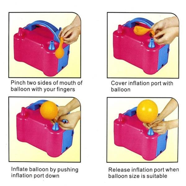 Wukusy 1599 portable dual nozzle electric balloon blower pump inflator for quick balloon inflation, handheld power tool.