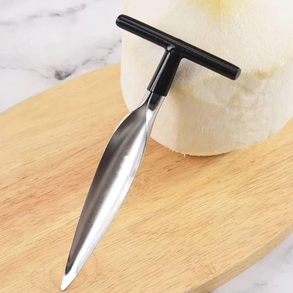Wukusy stainless steel coconut breaker tool with T-handle, designed for easy coconut cracking in home kitchen use.