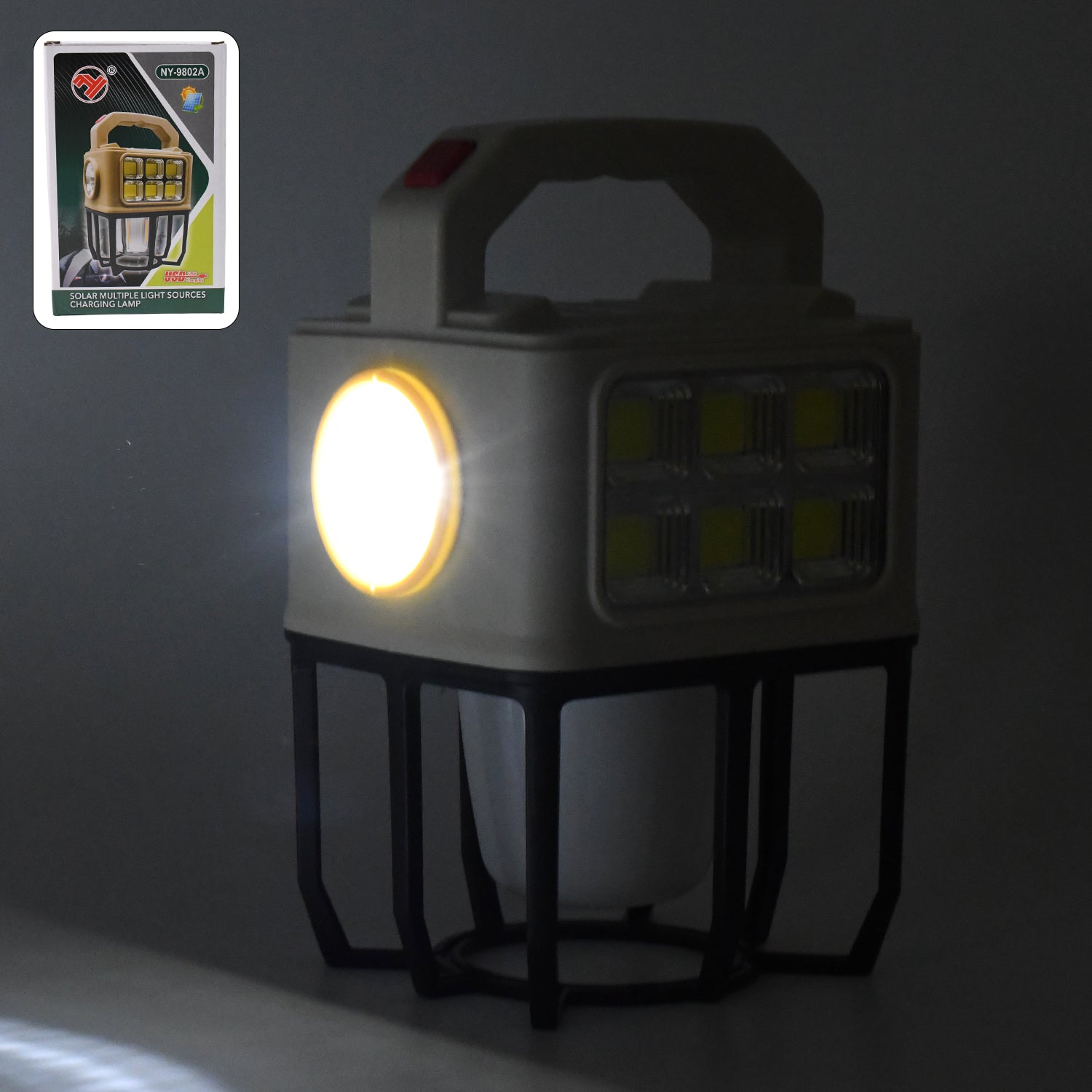 Wukusy solar portable camping lantern with three light modes, compact design, ideal for outdoor camping and camping trips