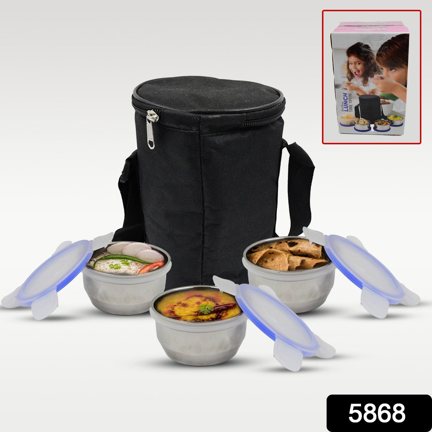 Wukusy stainless steel leak-proof lunch box with three compartments, ideal for office, school, or travel meals.