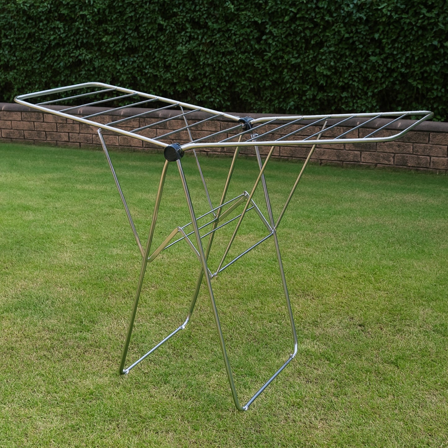 Wukusy Supermom premium stainless steel heavy-duty foldable cloth drying stand for home laundry, with multiple drying bars.