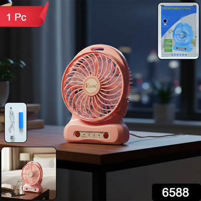 Wukusy portable USB rechargeable desk fan with adjustable blades and compact design, ideal for personal cooling.