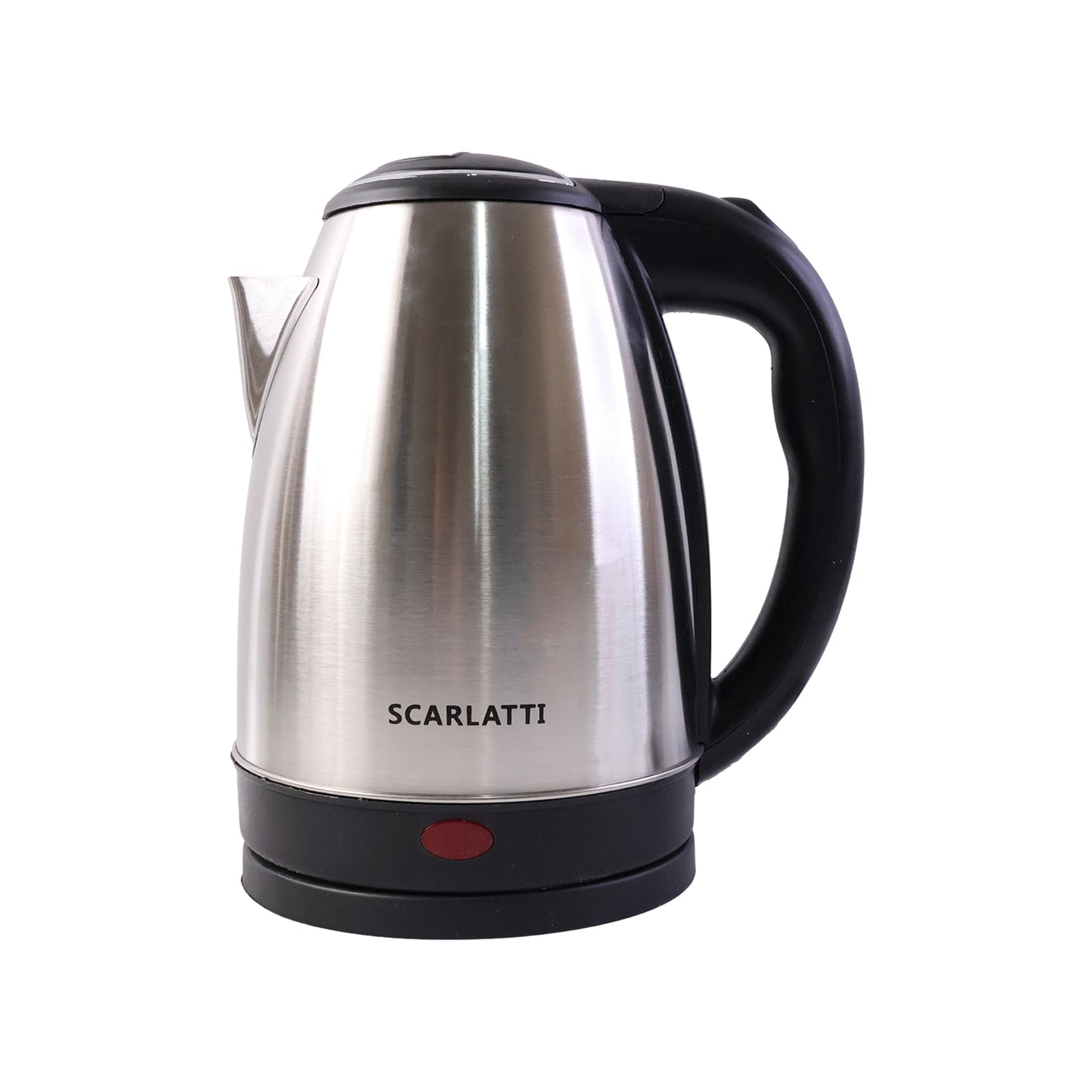 Wukusy Scarlatti stainless steel electric kettle with 2-liter capacity, featuring a sleek modern design and a handle for easy pouring